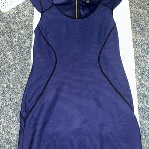 Elegant Blue Dress with Black Accents